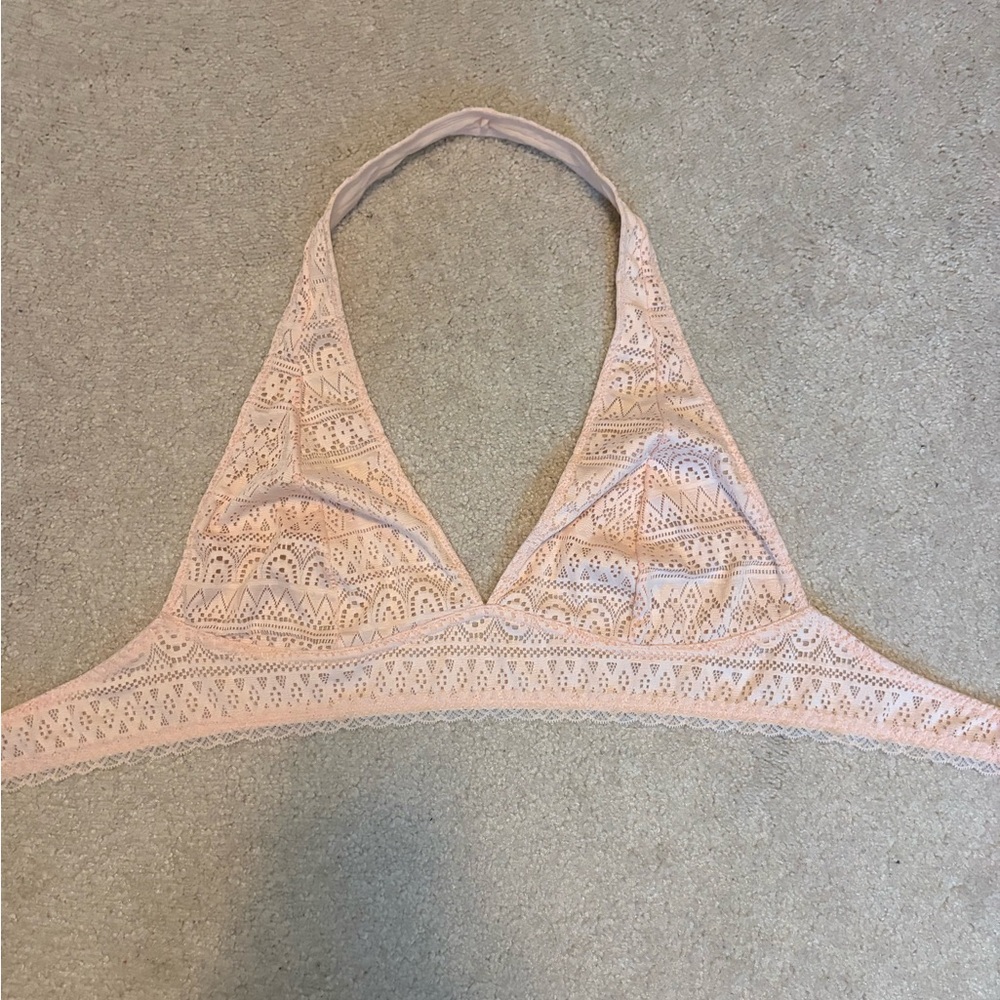 Lace Halter Bralette in Light Blush Pink